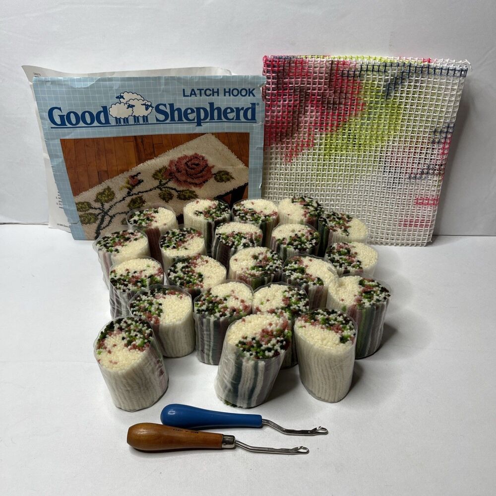 Vintage 1989 Good Shepherd Latch Hook Kit 86076 Rose Piano Bench 15x33